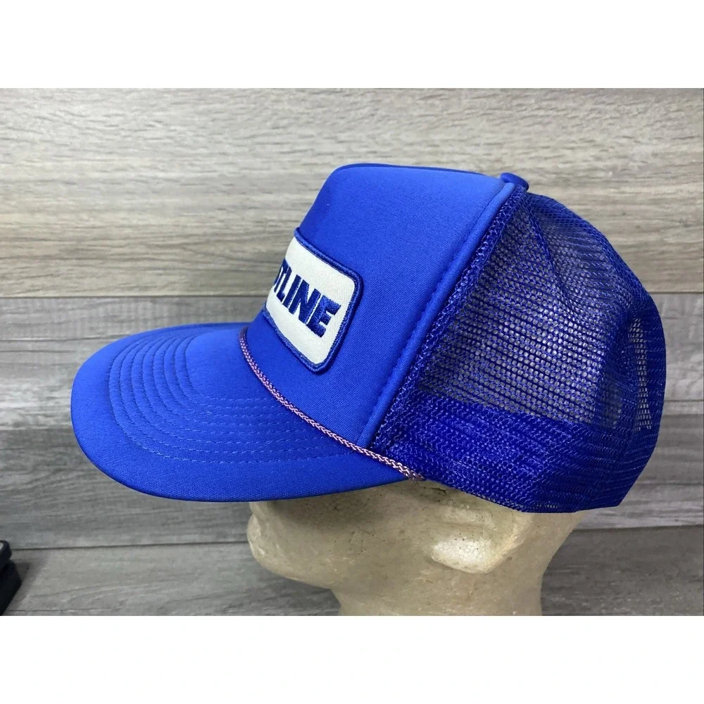 Vintage Nissin Fastline Trucker‎ Hat Royal Blue Mesh Snapback Racing Cap Foam